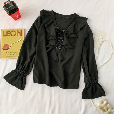 Cămașă modernă de damă cu cravate în patru culori