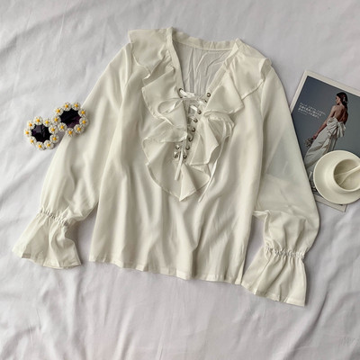 Cămașă modernă de damă cu cravate în patru culori