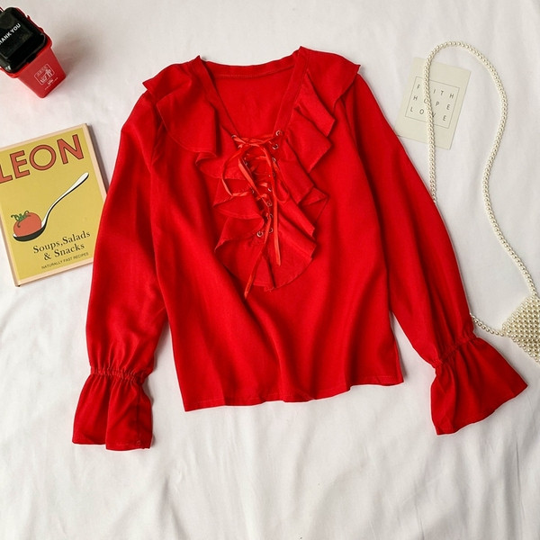 Cămașă modernă de damă cu cravate în patru culori