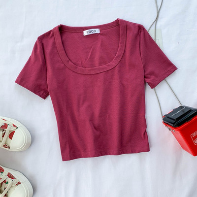 Tricou dama model uni cu maneca scurta in diferite culori