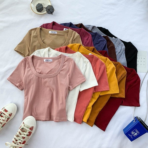 Tricou dama model uni cu maneca scurta in diferite culori