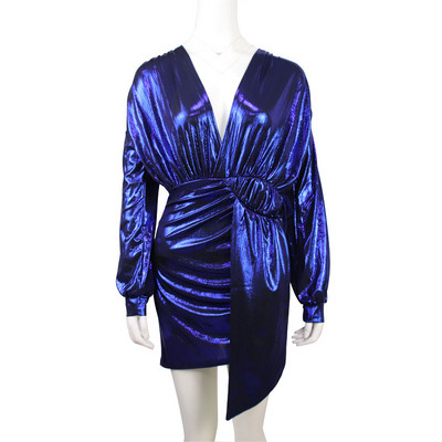 Μοντέρνο γυναικείο μακρυμάνικο φόρεμα με βαθύ λαιμόκοψη σε διάφορα χρώματα