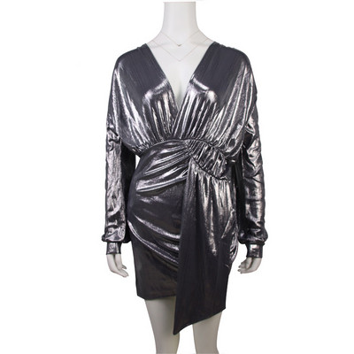 Μοντέρνο γυναικείο μακρυμάνικο φόρεμα με βαθύ λαιμόκοψη σε διάφορα χρώματα