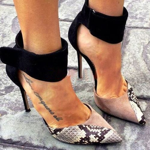 Pantofi moderni de dama cu toc inalt si animal print