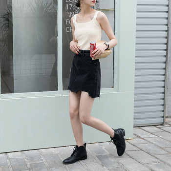 Fusta de dama moderna din denim cu talie inalta