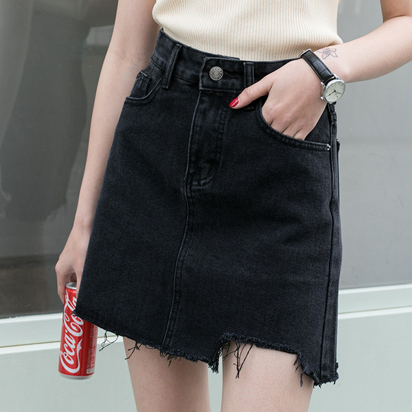 Fusta de dama moderna din denim cu talie inalta