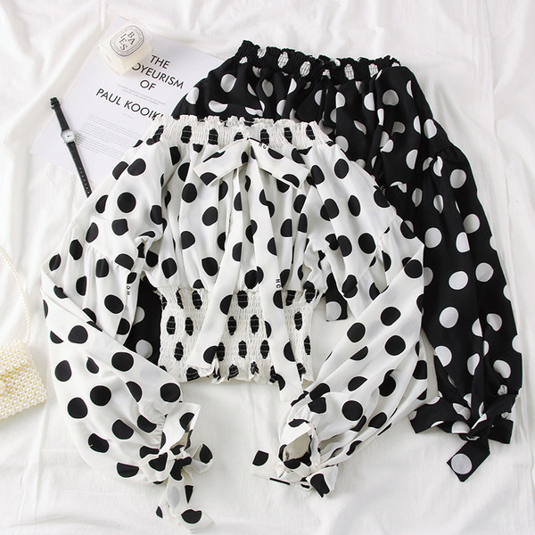 Camasa de dama model nou cu puncte in alb si negru
