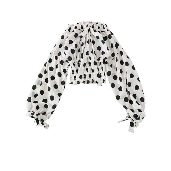 Camasa de dama model nou cu puncte in alb si negru