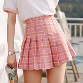 Fusta dama in carouri actuala cu talie inalta in doua culori