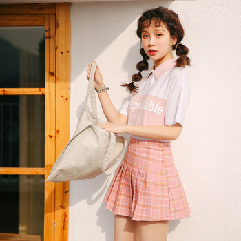 Fusta dama in carouri actuala cu talie inalta in doua culori