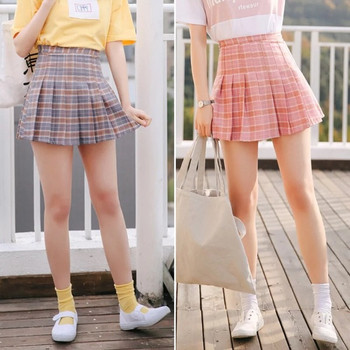 Fusta dama in carouri actuala cu talie inalta in doua culori