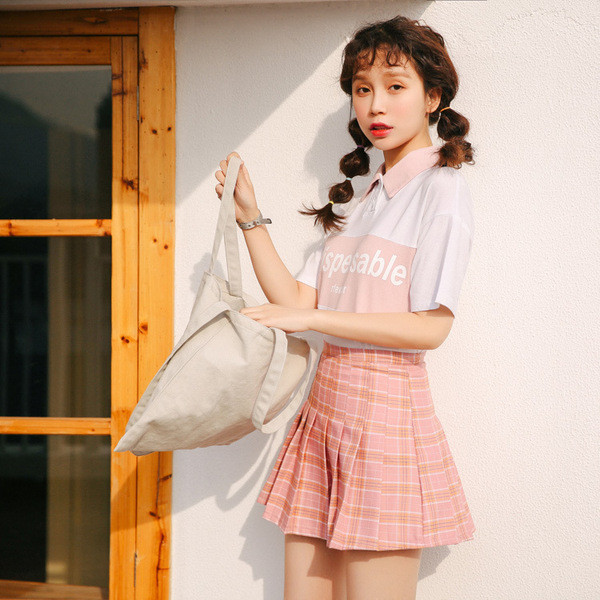 Fusta dama in carouri actuala cu talie inalta in doua culori