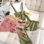 Salopeta de dama moderna cu cravate in talie in mai multe culori