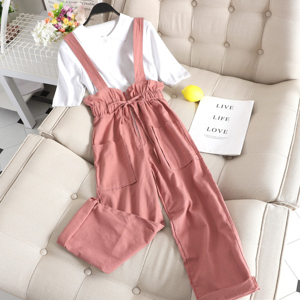 Salopeta de dama moderna cu cravate in talie in mai multe culori