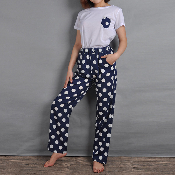 Set zilnic de damă din două părți tricou + pantaloni cu buline