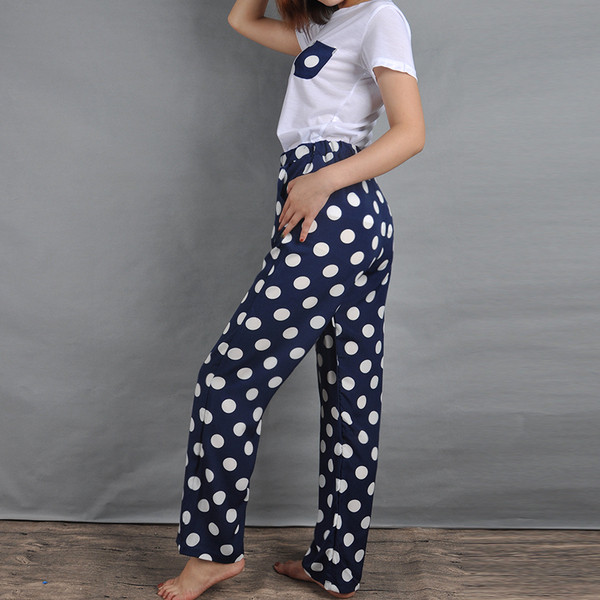 Set zilnic de damă din două părți tricou + pantaloni cu buline