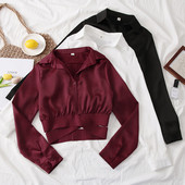 Camasa de dama model nou cu maneci lungi si visiniu, alb si negru