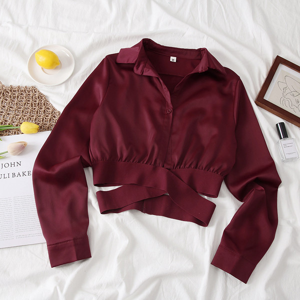 Camasa de dama model nou cu maneci lungi si visiniu, alb si negru