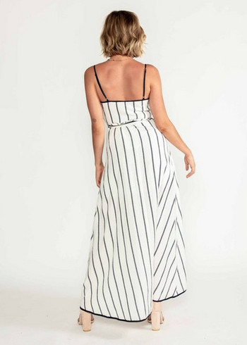 Rochie moderna de dama cu bretele subtiri si cravate in culoarea alba