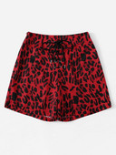 Pantaloni scurți casual de damă cu cravate în roșu