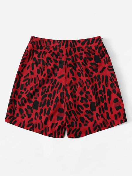 Pantaloni scurți casual de damă cu cravate în roșu