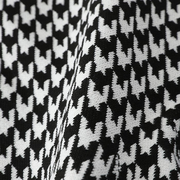 Fusta dama in carouri cu talie inalta in alb-negru