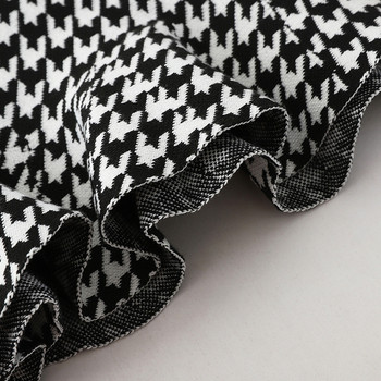 Fusta dama in carouri cu talie inalta in alb-negru