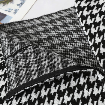 Fusta dama in carouri cu talie inalta in alb-negru