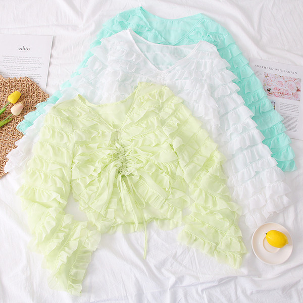 Bluza de dama model nou cu cravate si decolteu in V - mai multe culori