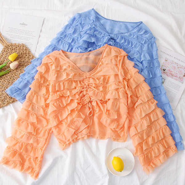 Bluza de dama model nou cu cravate si decolteu in V - mai multe culori