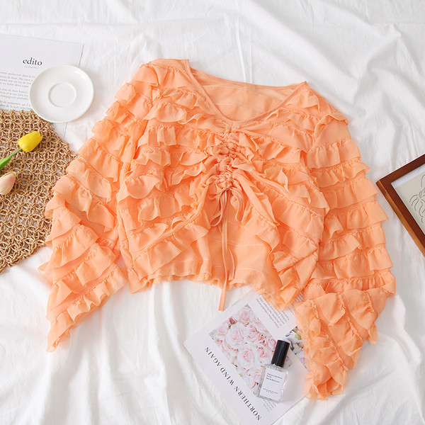 Bluza de dama model nou cu cravate si decolteu in V - mai multe culori