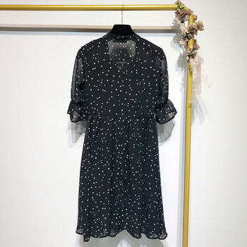 Rochie de damă din șifon cu puncte negre