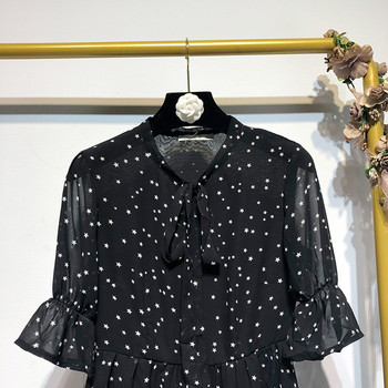 Rochie de damă din șifon cu puncte negre