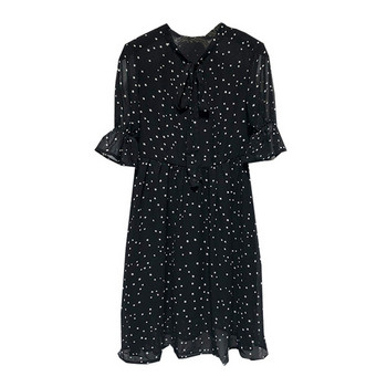 Rochie de damă din șifon cu puncte negre