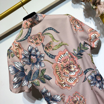 Rochie scurta de dama cu maneci scurte si model floral