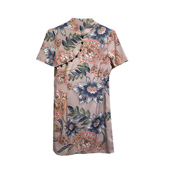 Rochie scurta de dama cu maneci scurte si model floral