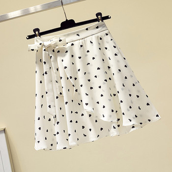 Fusta casual dama in inimioare albe si negre