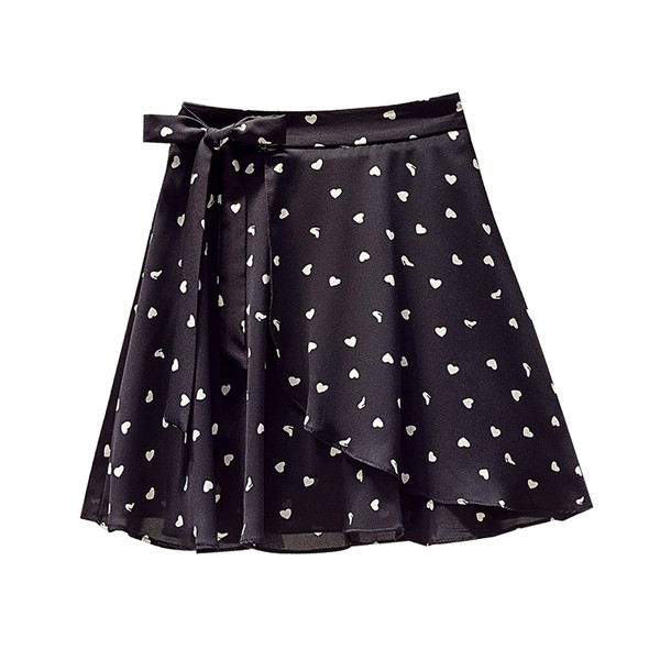 Fusta casual dama in inimioare albe si negre