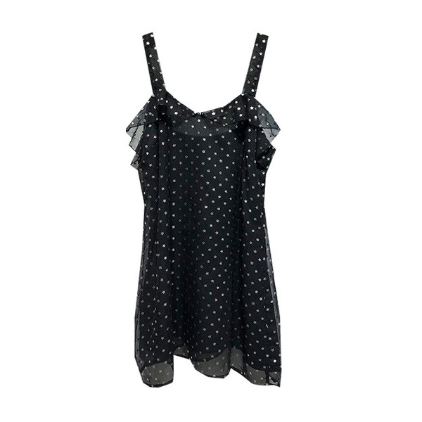 Rochie scurta de dama din tul de culoare neagra