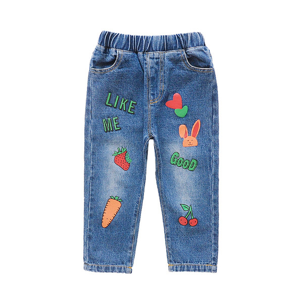 Blugi moderni pentru copii pentru fete - cu broderie si aplicatie