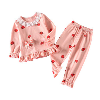 Актуална детска пижама в розов и бял цвят-за момичета