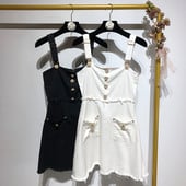 Rochie de dama cu bretele in alb si negru