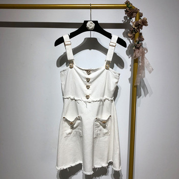 Rochie de dama cu bretele in alb si negru