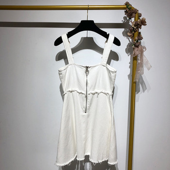 Rochie de dama cu bretele in alb si negru