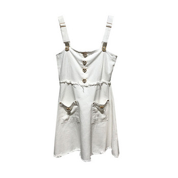 Rochie de dama cu bretele in alb si negru