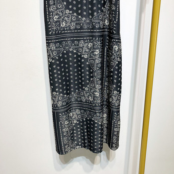 Rochie casual de dama cu bretele subtiri de culoare neagra cu model