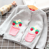 Vesta moderna pentru copii cu buzunare pentru fete in culoarea gri