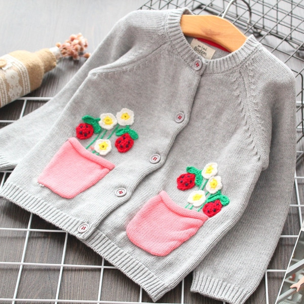 Vesta moderna pentru copii cu buzunare pentru fete in culoarea gri