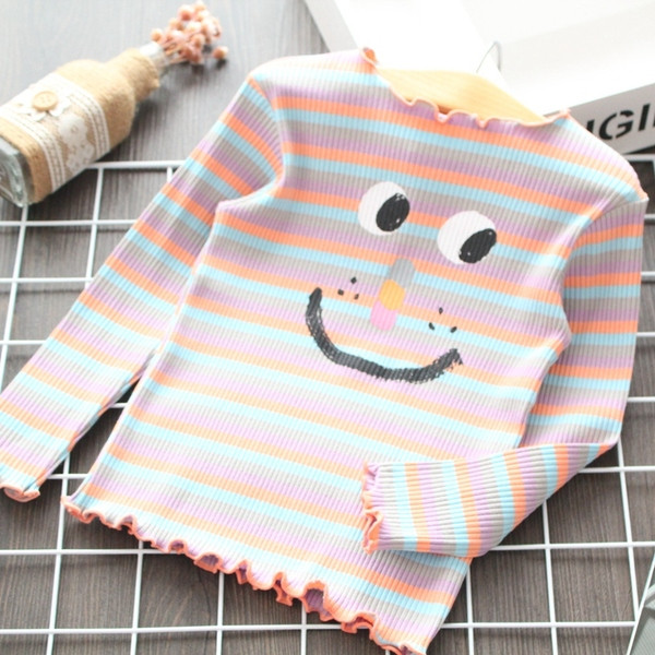 Ежедневна детска раирана блуза с апликация за момичета