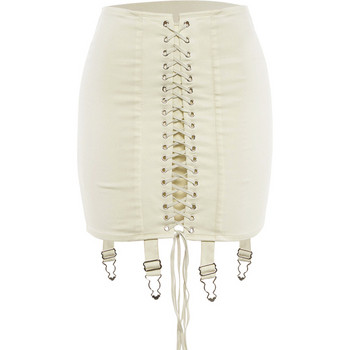 Fusta de dama moderna in alb si negru cu cravate